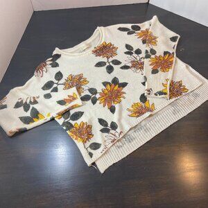 Altar’d State Floral Knit Sweater – Size Small – Cream/Yellow